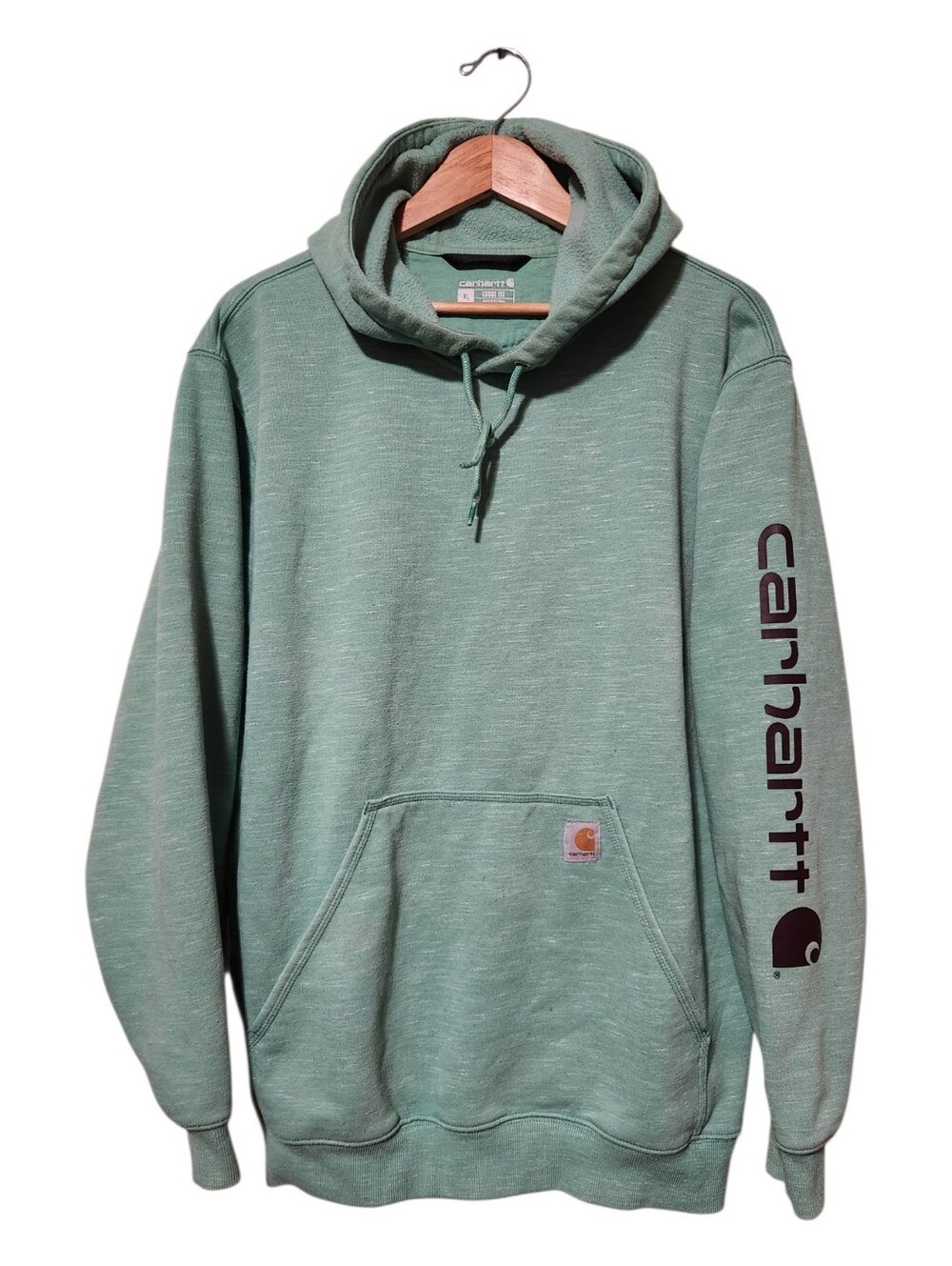 Carhartt Iconic Loose Fit Midweight Logo Sleeve Green Pullover Hoodie Size XL - Picture 1 of 6